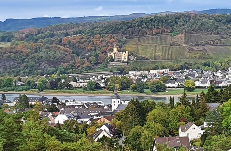 Uitzicht op het kasteel van Arenfels en het Rijndal | © Simone Pörner-Klee